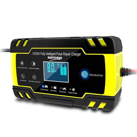 Cargador de batería automático para coche, carga rápida inteligente, 12V, 8A, 24V, 4A, para AGM GEL, cargador de batería de plomo y ácido, pantalla LCD ► Foto 1/6