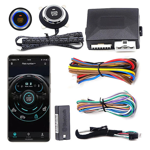 Arranque inteligente de motor con teléfono, Control remoto de coche, botón de parada de una tecla, Bluetooth, App DE SISTEMA DE INICIO inteligente, Kit de bloqueo centralizado automático ► Foto 1/6