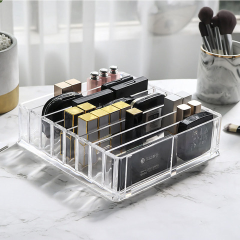 Organizador de maquillaje acrílico transparente, caja de escritorio para sombra de ojos, lápiz labial, cepillo, caja para cosméticos o joyería ► Foto 1/6