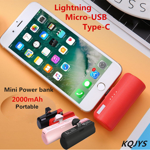 KQJYS-Mini banco de energía inalámbrico, cargador portátil de 2000mAh, batería externa para iPhone, Xiaomi, Huawei, Samsung, OPPO, USB C ► Foto 1/6