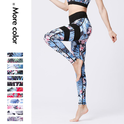 Cloud Hide-pantalones de Yoga para mujer, mallas deportivas de cintura alta con estampado de flores, medias largas de realce, para correr, entrenamiento, Control de barriga ► Foto 1/6