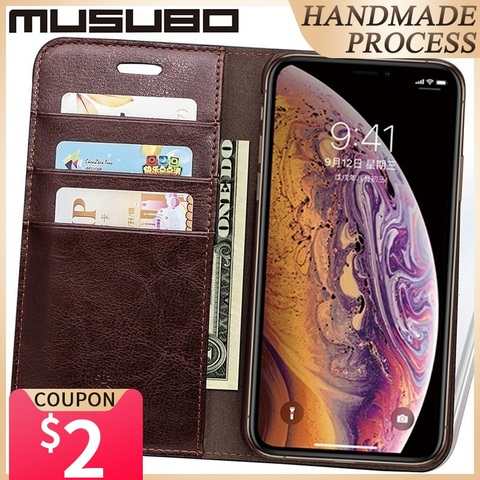 Musubo de cuero Flip de lujo de casos para Fundas iphone XS Max teléfono bolsa cubierta de Funda iphone XR caso Coque capa de alta calidad Funda iPhone 8 Plus 7 Plus 6 Plus 6s Plus Cases Cover  ► Foto 1/6