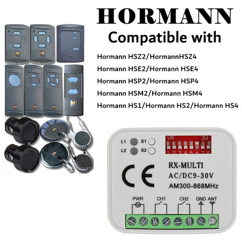 HORMANN-receptor en la puerta de garaje 868 MHz, mando a distancia, 300mhz-900mhz, multifrecuencia, para puerta de garaje ► Foto 1/6