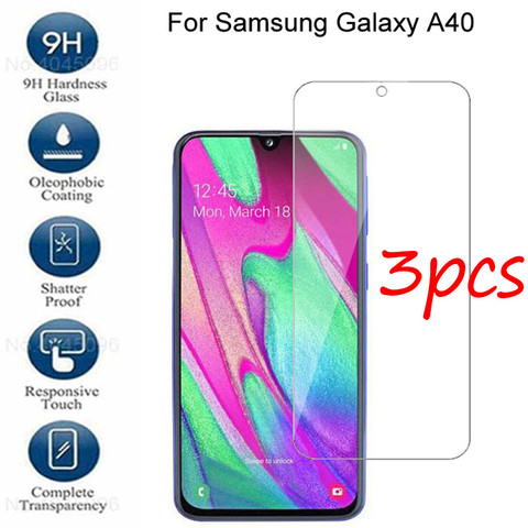 3 piezas de vidrio templado para Samsung Galaxy A40 protectora de vidrio Protector de pantalla para Samsung A40 40 vidrio de seguridad 5,9 