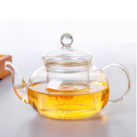 Tetera flores de cristal resistente al calor de alta calidad, práctico jarrón de flores tetera de cristal de taza de té con infusor hoja café de té de hierbas ► Foto 1/6