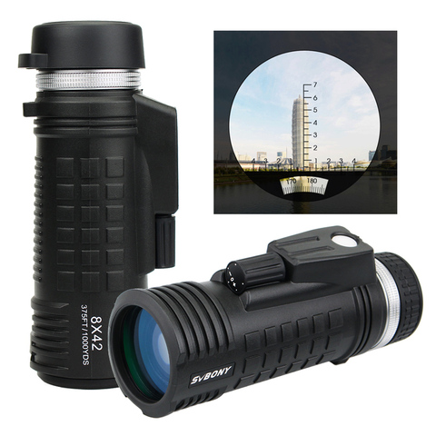 SVBONY 8x42 telescopio Monocular brújula incorporada telémetro totalmente revestimiento BAK4 prismáticos impermeables caza F9335 ► Foto 1/6