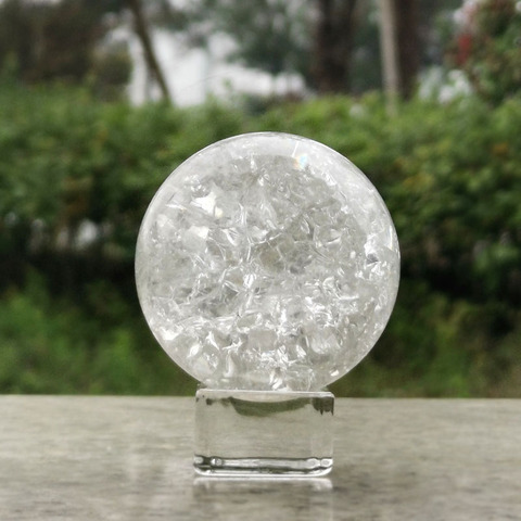 5/6cm cristal Cristal de hielo Crack bola cuarzo canicas magia esfera, feng-shui adornos Rocky agua fuente para bonsái bola decoración para el hogar ► Foto 1/5