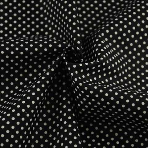 Tela de algodón negra para costura, tejido liso con estampado, diseño de puntos blanco, decoración, arte de colección de recortes, retales de trabajo ► Foto 1/6