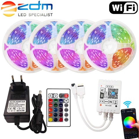 Tira de luces LED RGB, 5M, 10M, 15M, 20M, 12v, WIFI, resistente al agua, 5050, 2835, cinta de diodos, Control de Asistente de Google Alexa ► Foto 1/6