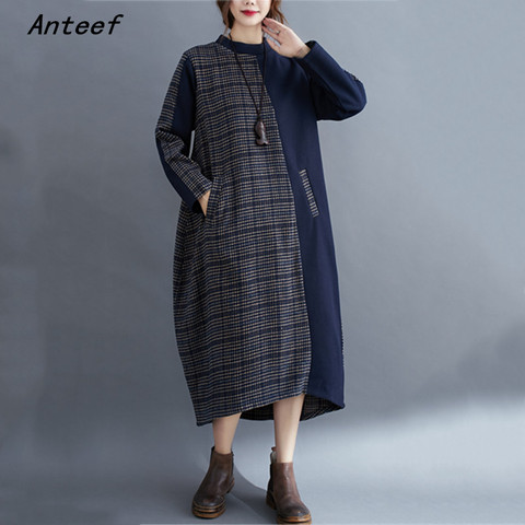 Vestido vintage de algodón de talla grande para mujer, manga larga, informal, holgado, para otoño e invierno, 2022 ► Foto 1/6