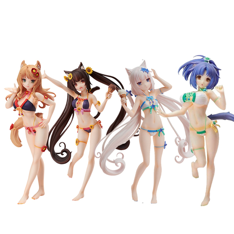 Figura de Anime NEKOPARA Vol.1-4, 14cm, estilo S, chocolate, vainilla, canela, Chinamon, bañador Ver. Modelo de juguete para niña y gato, 1/12 ► Foto 1/5