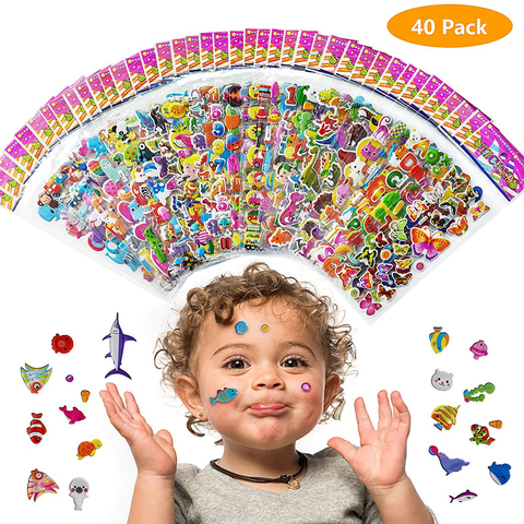 Lote de 40 pegatinas de dibujos animados en 3D para niñas y niños, pegatinas de princesa Puffy, regalos para fiesta, Festival ► Foto 1/6