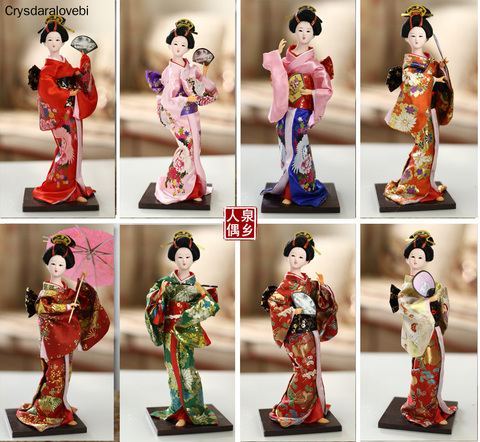 30cm Kawaii japonés encantadora figuras Geisha muñecas con hermoso kimono nueva casa Oficina Decoración miniaturas regalo de cumpleaños ► Foto 1/5