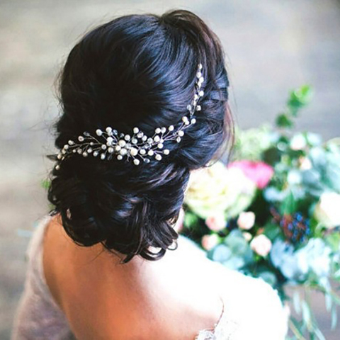 Pinza de pelo de boda para novia, cuentas de flores hechas a mano, decoración de perlas, accesorios para el cabello para mujer, peineta Coreana de moda para mujer ► Foto 1/6