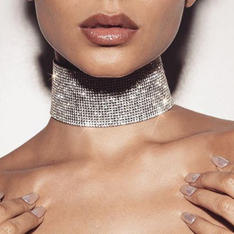 Gargantilla de diamantes de imitación hyperbolical para mujer, collar ajustable de retales, Gargantilla de moda para Club nocturno ► Foto 1/6