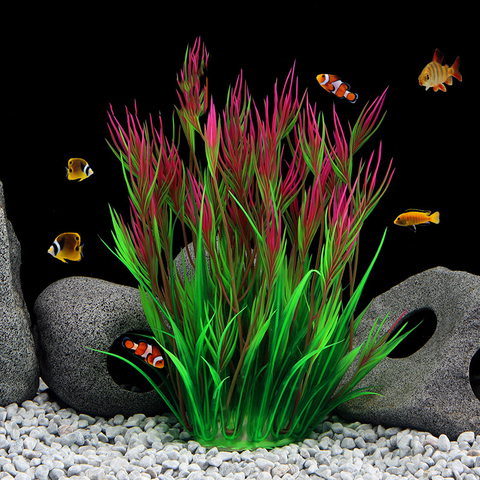 Artificial de las plantas del Acuario decoración para peces Tanque De Agua planta hierba ornamento de plástico bajo el agua acuáticos hierbas de agua ver Decoración ► Foto 1/6