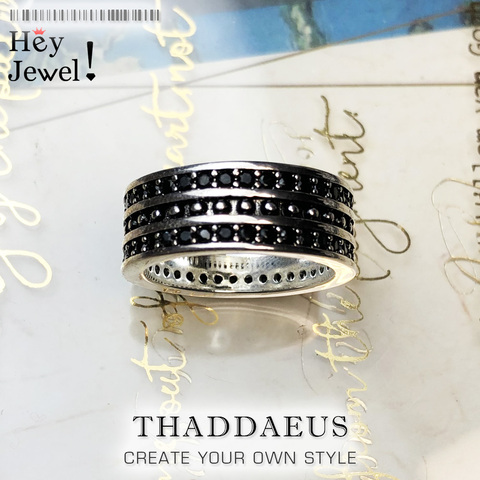 Anillo de la eternidad de la banda Negro, joyería buena de la vendimia del estilo de Thomas para las mujeres hombres, regalo de 2022 Ts en plata de ley 925, superofertas ► Foto 1/6