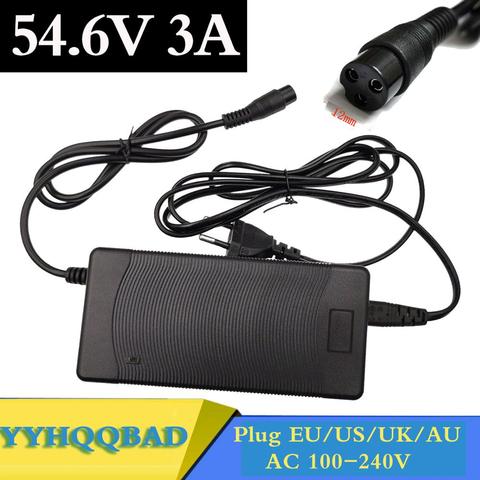 54,6 V 3A bicicleta eléctrica cargador de batería de litio 48 V Paquete de batería de litio de 3 pin conector hembra XLRF XLR 3 enchufes ► Foto 1/6