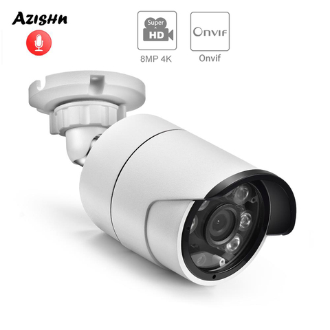 AZISHN-cámara IP de Audio H.265, 4K, 8MP, 1/2, 7 pulgadas, SC8238, ONVIF, 6LED, impermeable, POE/DC, CCTV, vigilancia, 2MP/4MP/5MP ► Foto 1/6