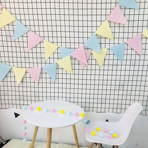 12 banderas 2,5 m 19 colores empavesado de cumpleaños carteles para Baby Shower banderín para boda banderas de guirnalda fiesta decoración Ins apoyos de la foto ► Foto 1/6