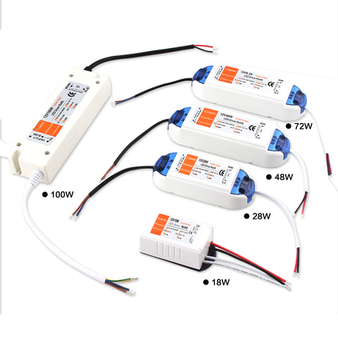 Controlador de Led DC 12 V fuente de alimentación 18 W 28 W 36 W 48 W 72 W 100 W transformador Led de alta calidad para fuente de alimentación de tira LED ► Foto 1/6