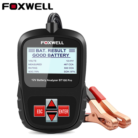FOXWELL-probador de batería de coche BT100 Pro, 12V, para GEL AGM sumergido de ácido de plomo, Analizador de batería Digital de 12V, herramienta de diagnóstico 100-1100CCA ► Foto 1/6