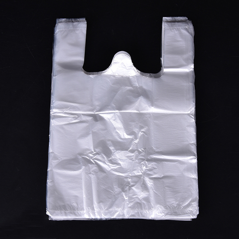 Bolsas de plástico transparente, bolsa de compra de supermercado con mango, embalaje de alimentos, 100 Uds. ► Foto 1/6