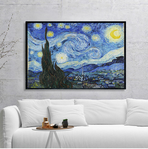 Cuadro de Vincent Van Gogh para decoración del hogar, pintura al óleo de Noche Estrellada, arte de artista famoso, cuadro de pared ► Foto 1/6