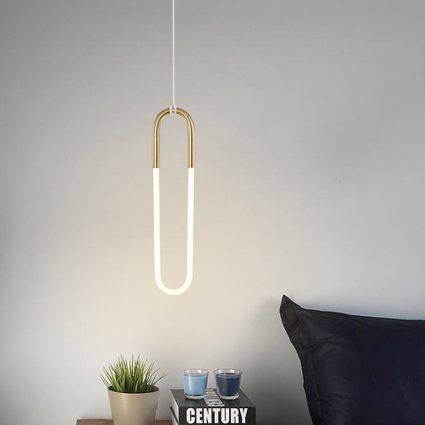 U lámpara Led moderna, lámparas de lujo, luz colgante dorada para baño, lámpara colgante minimalista, decoración para sala de estar y restaurante ► Foto 1/6