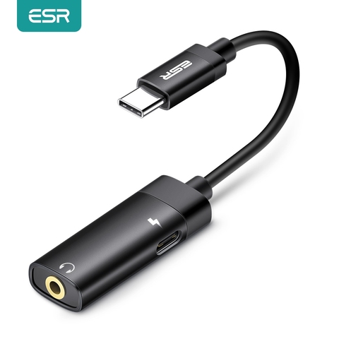ESR-Adaptador USB C DAC 2 en 1 Tipo C a 3,5, adaptador de Audio tipo c a auriculares, Jack de 3mm, AUX, usb c 3,5, para Samsung usbc 3 5 ► Foto 1/6