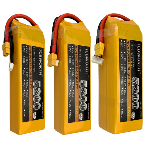 Baterías nuevas 2S 3S 4S 5S 6S 5200mAh 100C juguetes RC LiPo batería de 7,4 V 11,1 V 14,8 V 22,2 V RC Avión Helicóptero Quadrotor Drone ► Foto 1/6