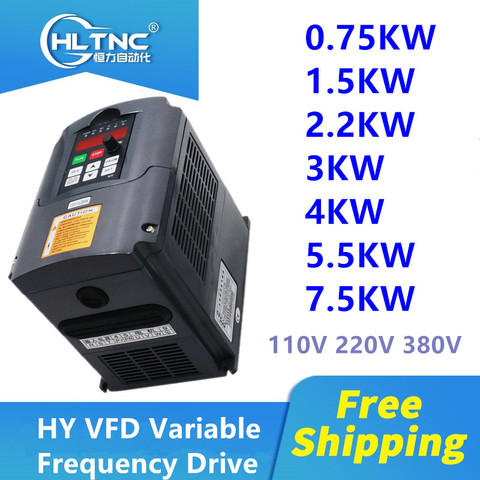 Inversor HY 0.75KW/1.5KW/2.2KW/4KW /5.5KW/7,5kw convertidor de frecuencia 3P salida motor de eje de Control de velocidad CNC convertidor VFD ► Foto 1/5