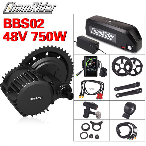 Bafang-Kit de Motor de tracción media de 48V y 750W BBS02B, kit de bicicleta eléctrica de 48V y 20Ah, 8fun, con manivela Central ► Foto 1/6