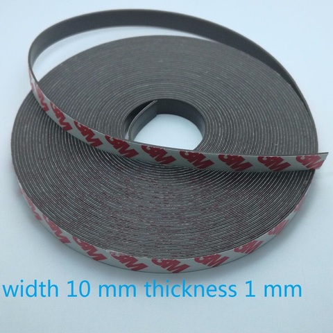 10 metros / lote imán de goma 10*1 mm cinta magnética flexible autoadhesiva cinta magnética de goma ancho 10 mm espesor 1 mm 10x1 mm ► Foto 1/4