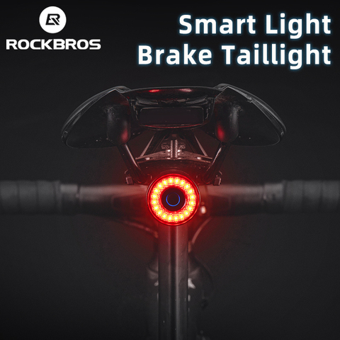 ROCKBROS-luz trasera para bicicleta de montaña, luz trasera inteligente con Sensor de freno, luz de advertencia, accesorios de bicicleta a prueba de agua ► Foto 1/6