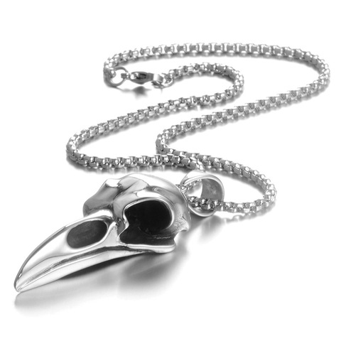 De acero inoxidable collares de los hombres colgantes de cadena cuervo pájaro águila calavera estilo Punk Rock Hip Hop fresco para hombre niño regalo de joyería de moda ► Foto 1/4