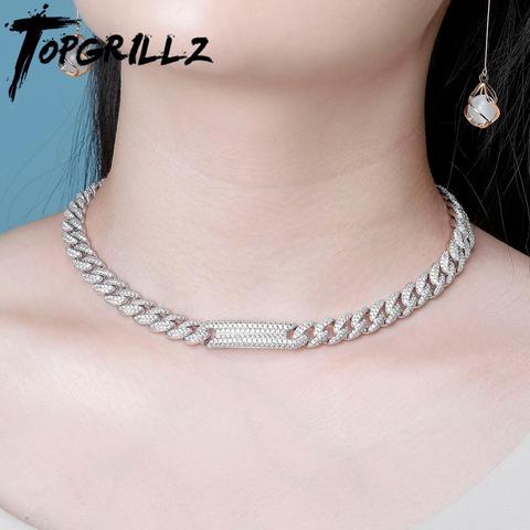 TOPGRILLZ-collar de cadena cubana de Miami, Gargantilla de 9mm con Micro pavé de Circonia cúbica, estilo Hip Hop Punk, joyería de moda para regalo ► Foto 1/6