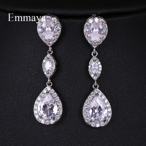 EMMAYA circonitas clásico de agua en forma de gota Cubic Zirconia cristal pendientes de novia pendientes joyería para novias fiesta dama de honor ► Foto 1/6