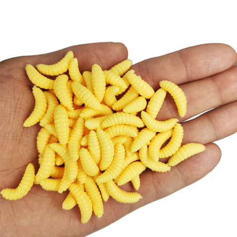 Señuelo realista de pesca larva gusano Grub, cebo suave de silicona Artificial, gusano para cebo, olor a Camarón, aditivo para carpa, 0,4g ► Foto 1/6