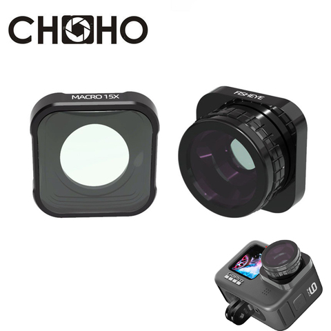 Para GoPro héroe 9 negro accesorios filtro 180 ° Macro ojo de pez 15X lente cubierta protectora Protector para ir Pro HERO9 ► Foto 1/6
