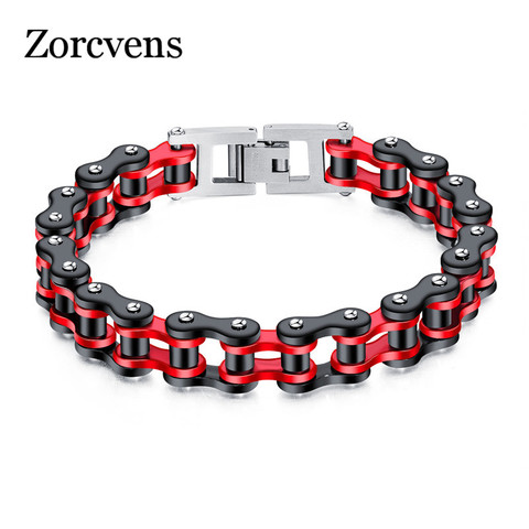 ZORCVENS Punk Rock 316L de acero inoxidable de pulsera de enlace de cadena de bicicleta de la bici de la motocicleta cadena pulseras brazaletes de joyería ► Foto 1/6