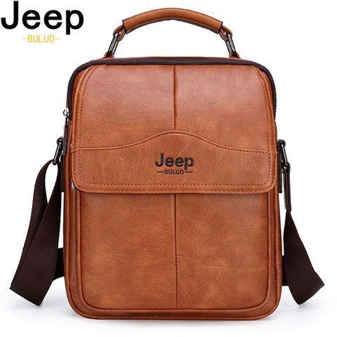 JEEPBULUO-Bolso cruzado multifunción para hombre, bandolera de cuero dividido de gran capacidad ► Foto 1/6