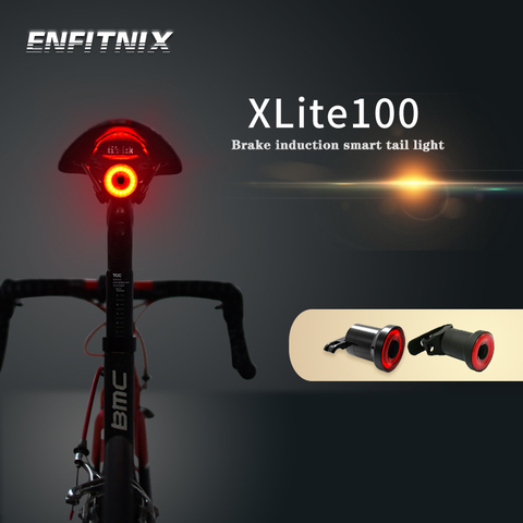 Enfitnix-luz trasera de bicicleta XLITE100, sensor de arranque/parada automático, IPx6, impermeable, LED, recargable, luces traseras ► Foto 1/6