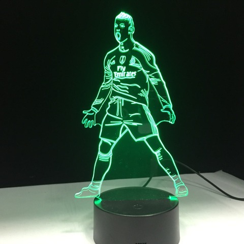 Luz de noche Led 3D USB para jugador de fútbol, lámpara de escritorio con Sensor táctil de 7 colores, luces de noche de fútbol, Cristiano Ronaldo, 1885 ► Foto 1/6