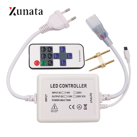 Controlador regulador LED de tira de luces LED con control remoto IR, enchufe europeo/estadounidense para luz de neón LED de luces, CA de 110V, 220V, 750W ► Foto 1/1