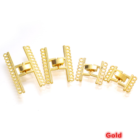 4 Uds fila múltiple pulsera conector de bloqueo cierre chapados en oro para fabricación de joyería DIY resultados Conponents Accesorios ► Foto 1/5