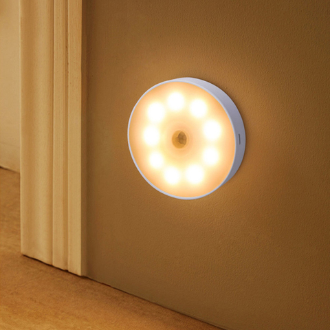 Luz LED nocturna con Sensor de movimiento, lámpara LED de detección de movimiento recargable con ahorro de energía, para decoración de dormitorio y baño ► Foto 1/5