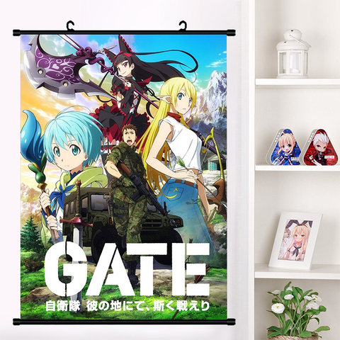 Póster de puerta de Anime Jieitai Kanochi Nite Kaku Tatakaeri, Mural de desplazamiento de mercurio para pared, cartel colgante de pared colección decoración de hogar ► Foto 1/6