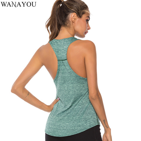 WANAYOU sin mangas tapa de Yoga chaleco deportivo Fitness deporte tanque entrenamiento correr en gimnasio Yoga camisas entrenamiento Tops para mujeres ► Foto 1/6