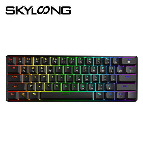 Skyloong-miniteclado mecánico portátil 60%, inalámbrico, Bluetooth, Gateron, Mx, RGB, retroiluminación, para juegos, GK61, SK61 ► Foto 1/6